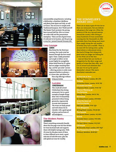 Imbibe Magazine July/Aug 2012 | The Ultimate Wine List | Christopher Cooper | Wine Writer